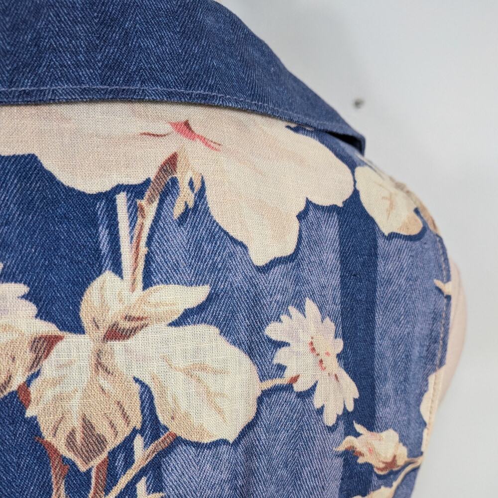 Anthropologie Camellia Dress 8 Blue Cream Floral Retro Button Church Summer - Picture 7 of 15
